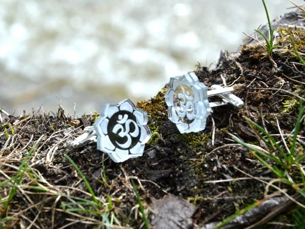 Om cufflinks engraved unique design by EDS