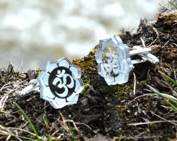AUM cufflinks lotus circle