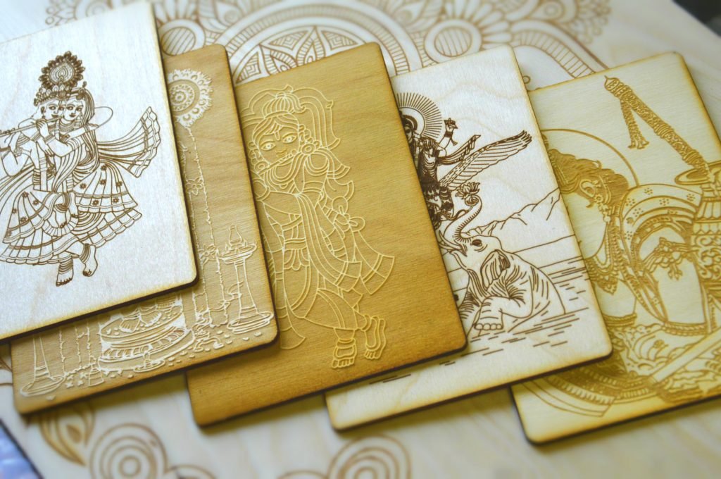 Garuda and Vishnu postcard Shyamantaka Collage