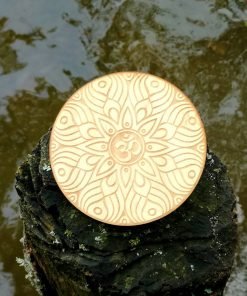 wooden OM coaster laser cut and engraved