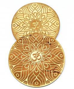 Set of 2 OM Coaster engraved from wood