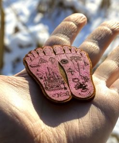 Shrimati Radharani Lotus feet wooden Red Color handmade painted and lasercut