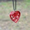OM Necklace red acrylic- AUM Pendant with black chain