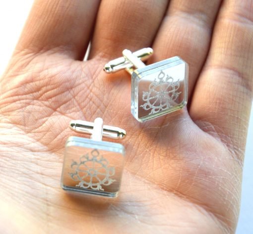 Sudarshana Chakra Cuff links laser cut mirror acrylic 3