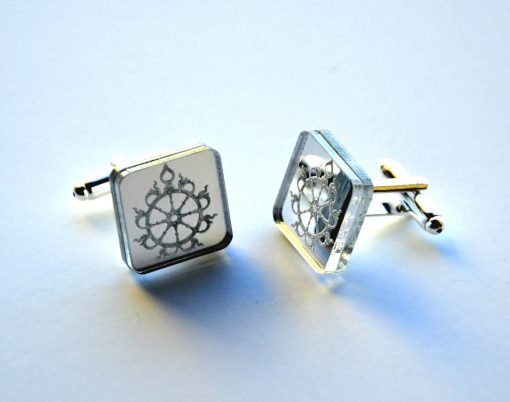 Sudarshana Chakra Cuff links laser cut mirror acrylic2
