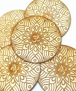 Om AUM wooden coaster laser cut and engraved 111111
