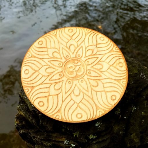 Om AUM wooden coaster laser cut and engraved