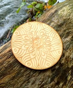Om AUM wooden coaster laser cut and engraved 3