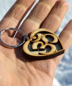 Om Heart Wooden Keychain 1