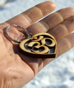 Om Heart Wooden Keychain 2