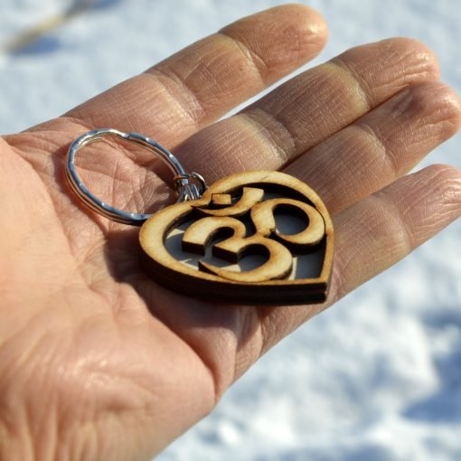 Om Heart Wooden Keychain 2