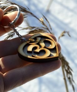 Om Heart Wooden Keychain 3