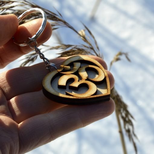 Om Heart Wooden Keychain 3