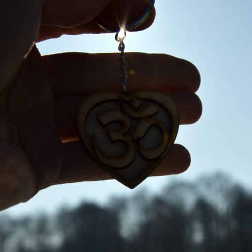 Om Heart Wooden Keychain 4
