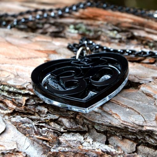 OM Necklace black acrylic- AUM Pendant with black chain 2