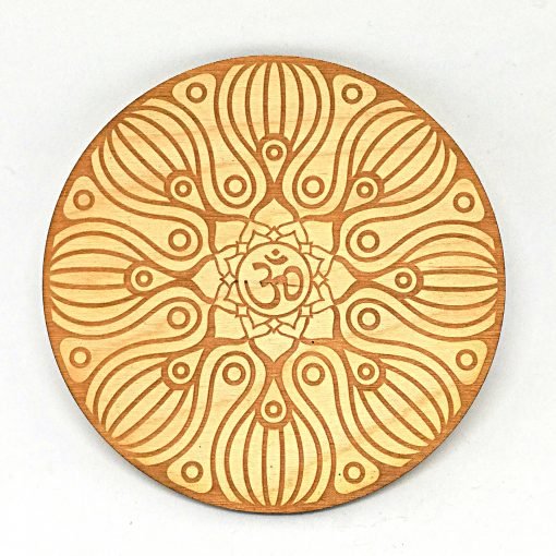 Om coaster engraved from wood