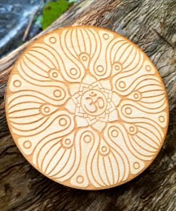 Om wooden coaster laser cut and engraved 1