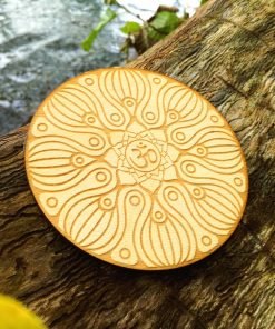 Om wooden coaster laser cut and engraved 3