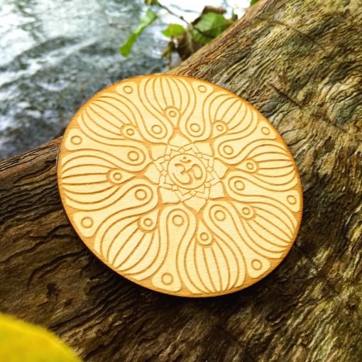 Om wooden coaster laser cut and engraved 3