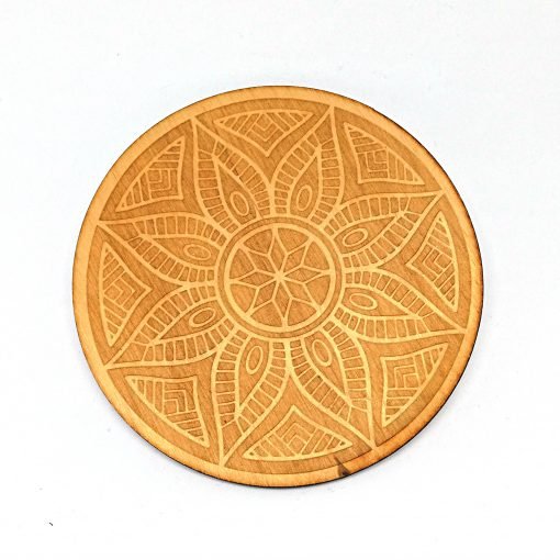 Ornament coaster engraved from wood