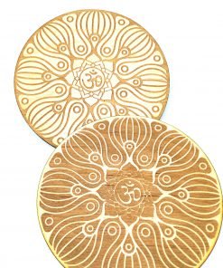Set of 2 Om coasters engraved from wood
