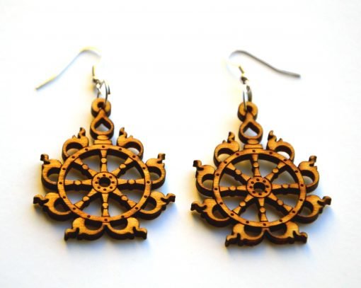 Sudarshana Chakra wooden earrings 1