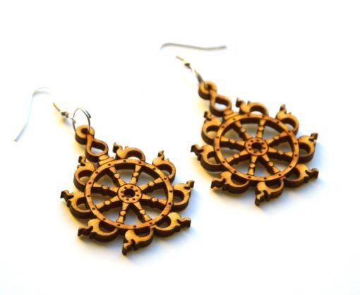 Sudarshana Chakra wooden earrings 2