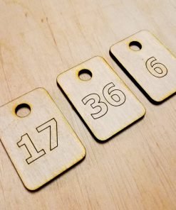 Wooden Number Tag With Custom text and Number - Laser Cut - Dressing Room 1