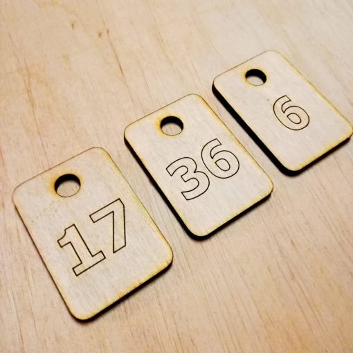 Wooden Number Tag With Custom text and Number - Laser Cut - Dressing Room 1