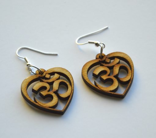 OM wooden earrings